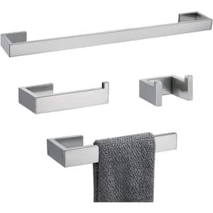 25 in. Wall Mounted, Towel Bar in Brushed Nickel, 4-Piece