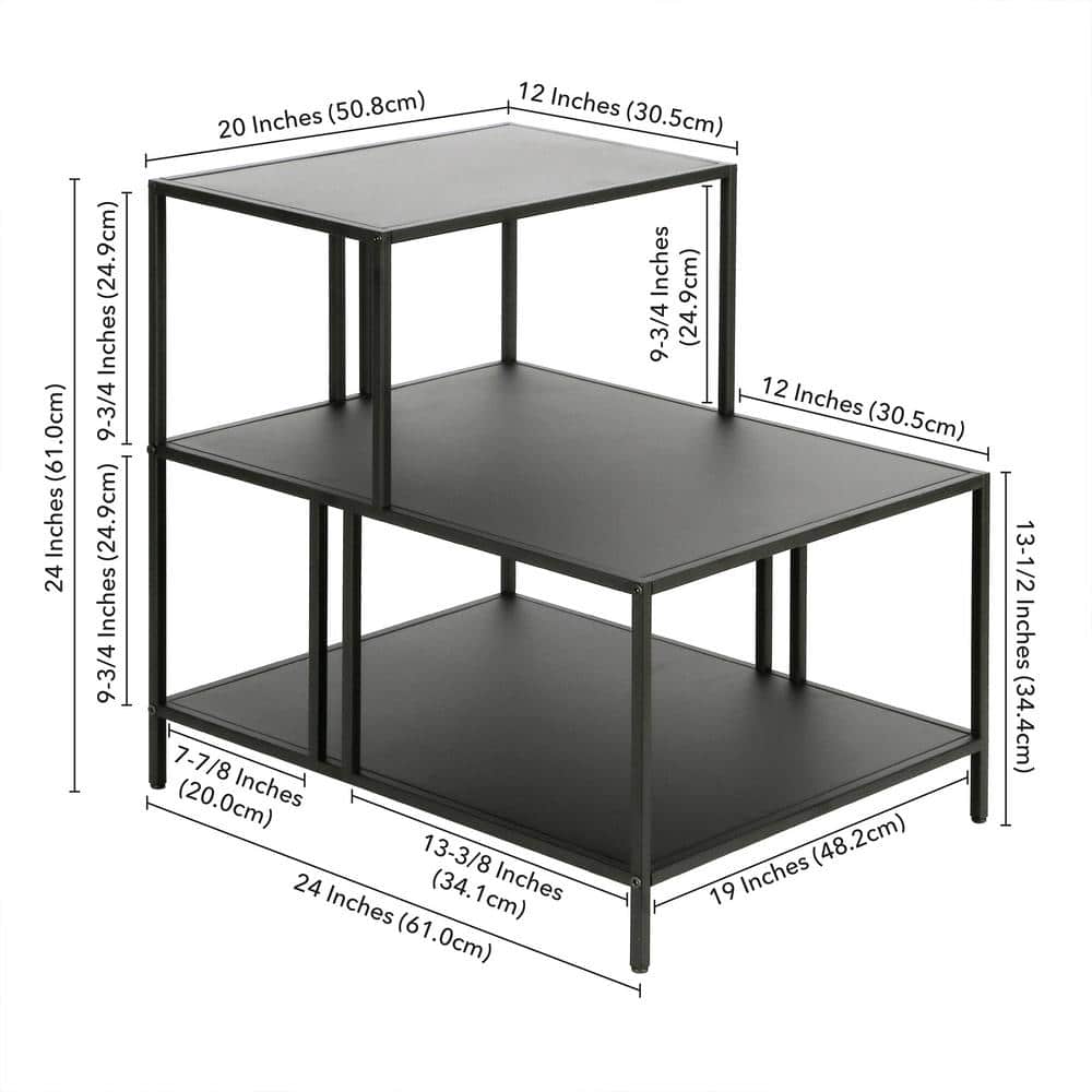 Cortland 24"x24" Blackened Bronze Metal Square Side Table