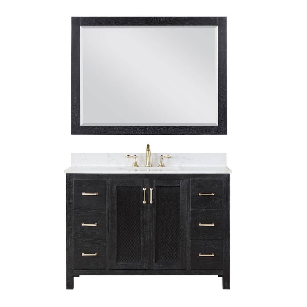 Hadiya 48" Black Oak Single Bathroom Vanity with Gold Hardware