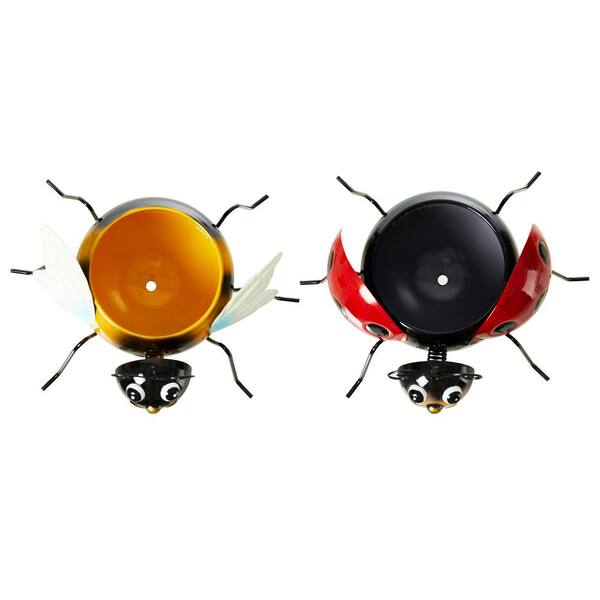 Glitzhome 7.25 in. H Metal Bee and Ladybug Metal Staute
