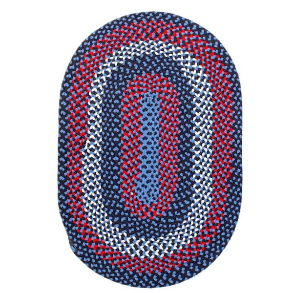 Super Area Rugs Plymouth Blue 3 ft. x 5 ft. Geometric Farmhouse Oval Area Rug