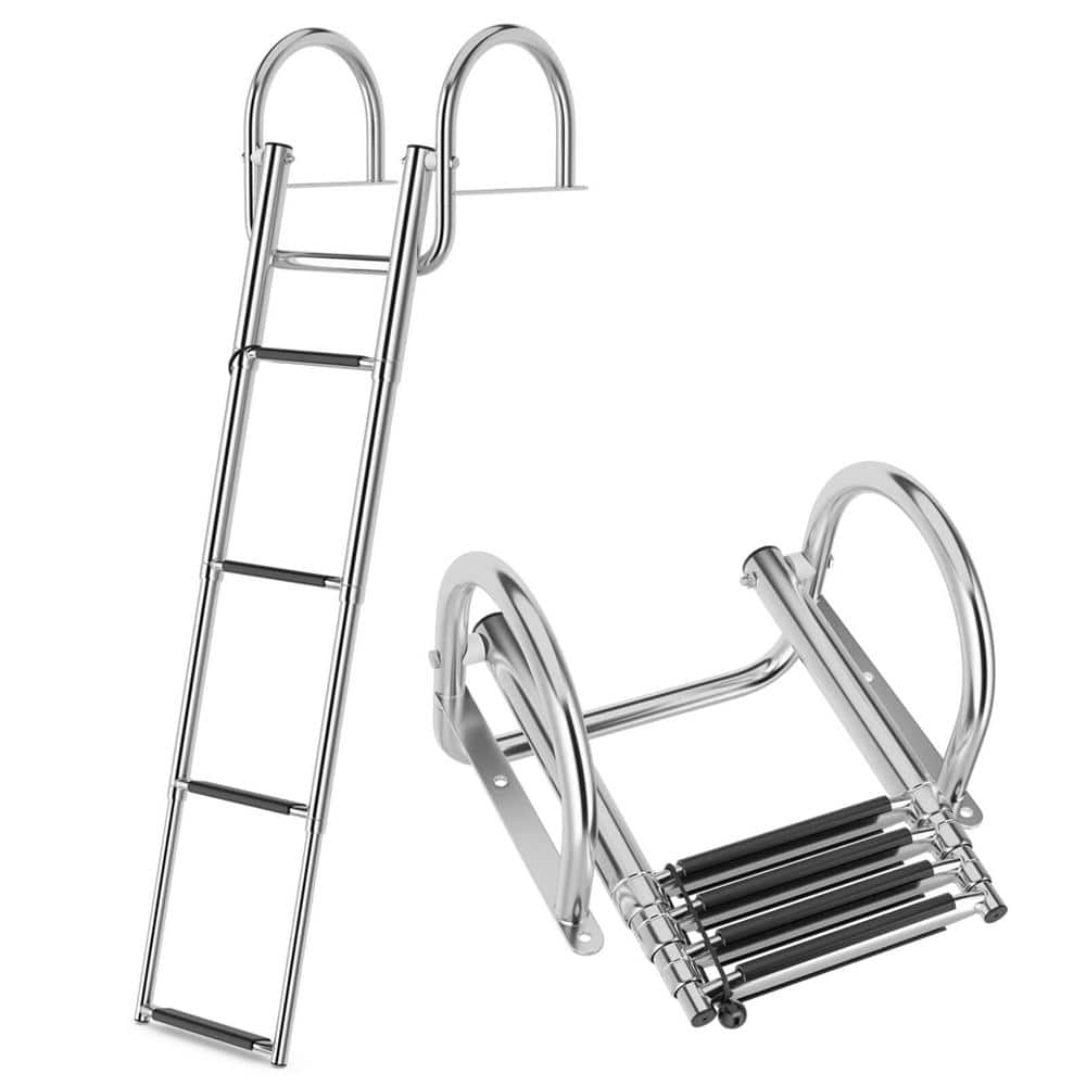 Costway Swimming Pool Ladder 4-Step Steel In Ground Pool