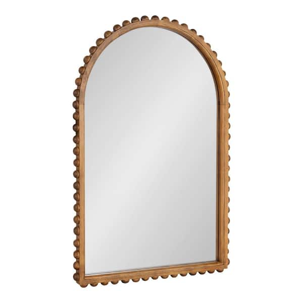 Beadbrook Rustic Brown 20 in. W x 30 in. H Farmhouse Arch Wood Framed Mirror
