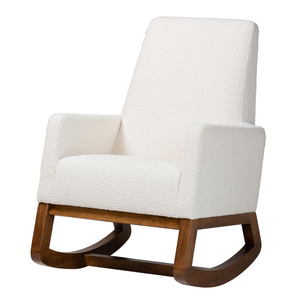 UPC 193271356034 product image for Yashiya Off-White and Walnut Brown Rocking Chair | upcitemdb.com