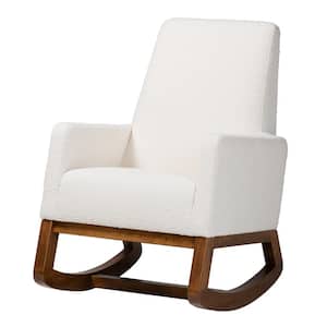 Yashiya Off-White and Walnut Brown Rocking Chair