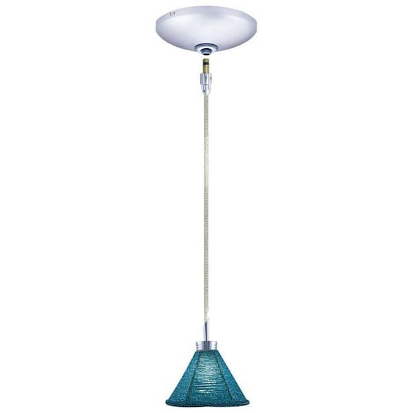 Unbranded Low Voltage Quick Adapt 5 in. x 103-1/8 in. Turquoise Pendant and Chrome Canopy Kit