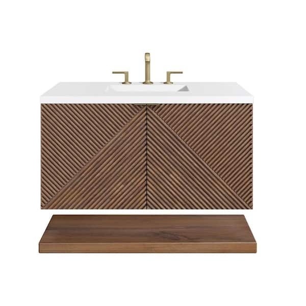 James Martin Vanities Marcello 36.0 in. W x 23.5 in. D x 37.2 in. H  Bathroom Vanity in Chestnut with White Zeus Quartz Top D200-V36-CSN-3WZ -  The Home Depot