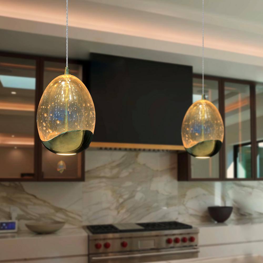 Elegant Venezia Gold LED Pendant with Champagne Glass Shade