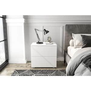 Madison 2-Drawer White Nightstand 22 in. H x 24 in. W x 15.75 in. D