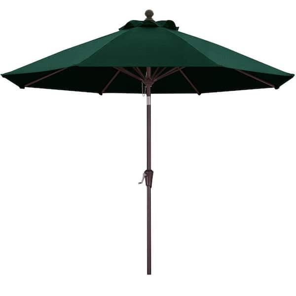 9 ft. Steel Market Push Tilt Outdoor Patio Umbrella, with 5-Year-Non-Fading Olefin Fabric in Dark Green