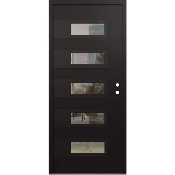 D3 36 in. x 80 in. Black P Left-Hand/Inswing Clear Glass Black/Black Steel Prehung Front Door