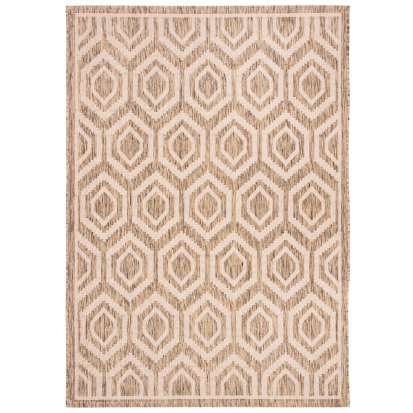 SAFAVIEH Courtyard Brown/Bone 5 ft. x 8 ft. Geometric Indoor/Outdoor Patio  Area Rug