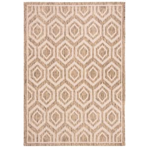 Courtyard Brown/Bone 7 ft. x 10 ft. Geometric Indoor/Outdoor Patio  Area Rug