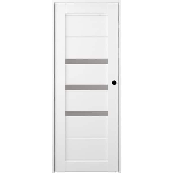 Belldinni 30 in. x 80 in. Left-Hand 3-Lite Frosted Glass Solid Core Rita Bianco Noble Wood Composite Single Prehung Interior Door