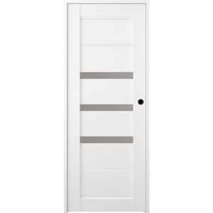 18 in. x 80 in. Left-Hand 3-Lite Frosted Glass Solid Core Rita Bianco Noble Wood Composite Single Prehung Interior Door