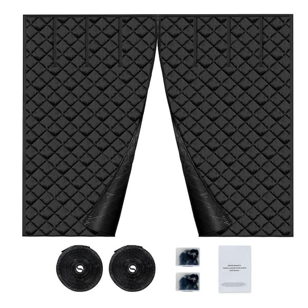 Garage Door Screen for Winter, 9 x 7 FT., Insulated Magnetic Door Curtain, Durable 300D Oxford Fabric, Weighted Bottom