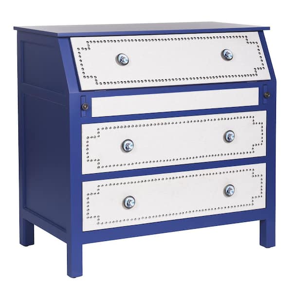 Dann Foley Navy Blue, Cream Accent Cabinet
