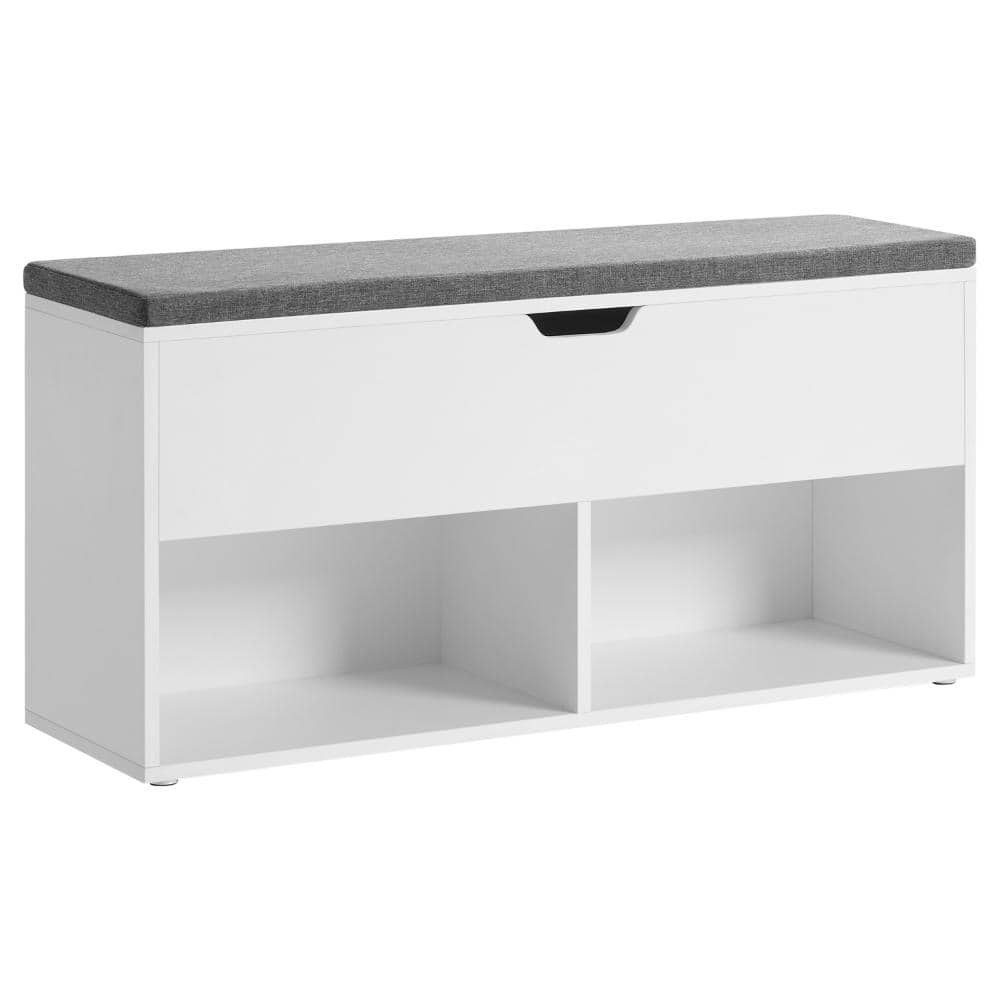 Benjara Gray and White 39 in. Backless Bedroom Bench with Large Storage ...