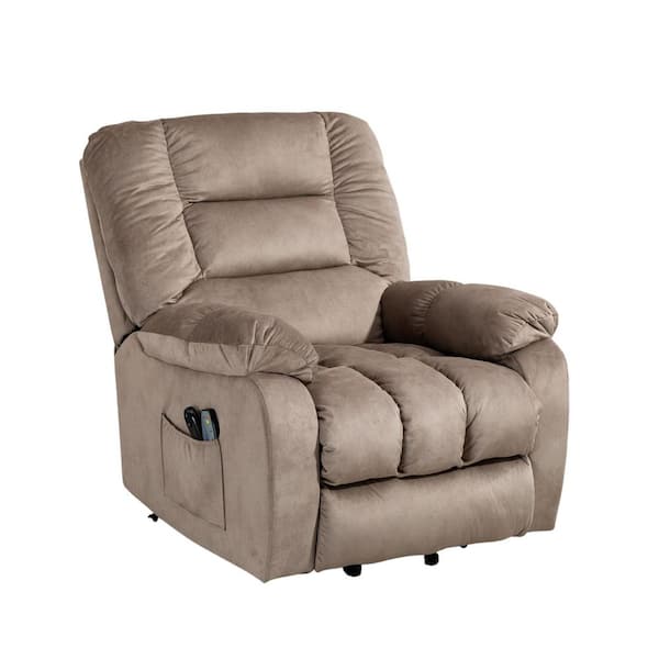 Brown Comfortable and Functional Microfiber Power Lift Recliner Chair for Elderly with Massage and Heating, Side Pocket