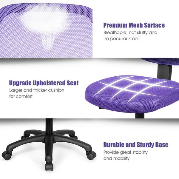 LACOO Office Purple Mid Back Swivel Lumbar Support Desk, Computer