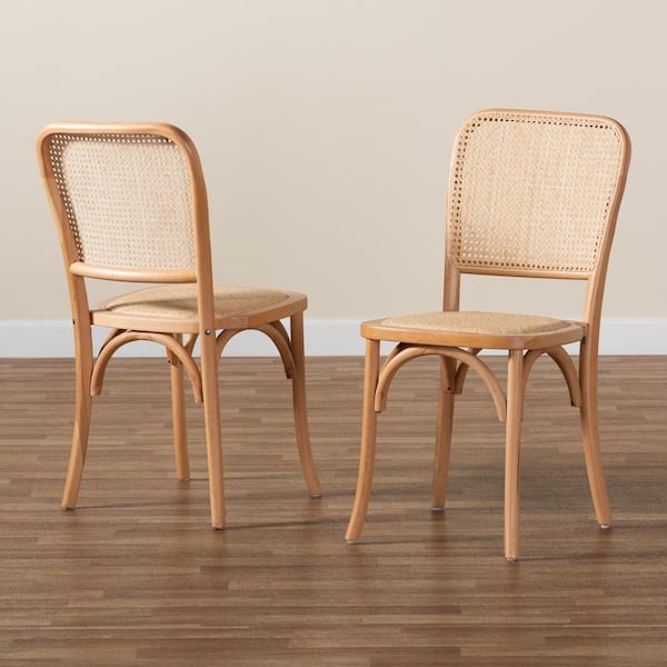 Baxton Studio Neah Beige and Natural Brown Dining Chair Set of 2