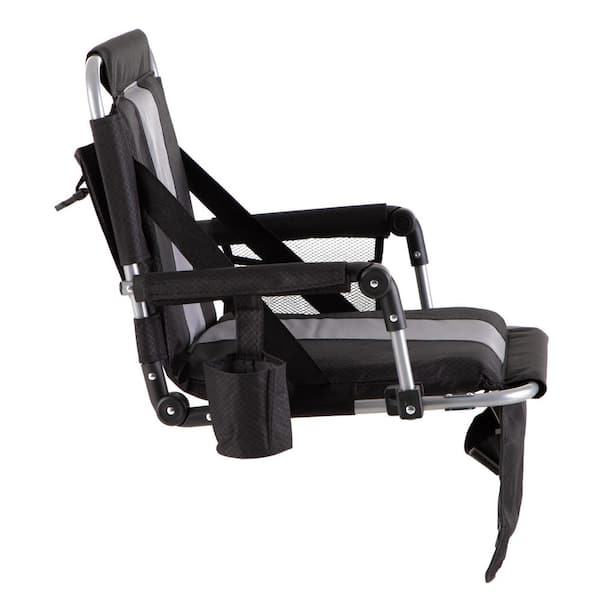 Portable Stadium Seat Padded Chair with Armrests Black Gray