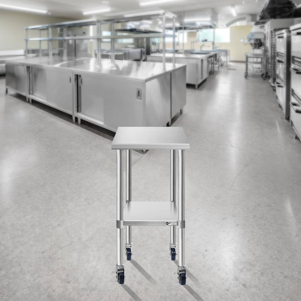 18" x 30" Stainless Steel Work Table with Casters and Undershelf