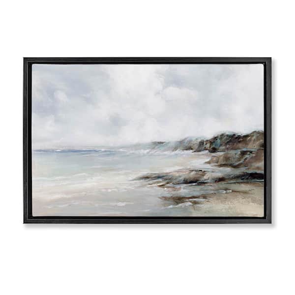 Stupell Industries Classic Shoreline Cliffs by Luna Mavis Black Floater Frame Coastal Graphic Art Print 21 in. x 31 in.