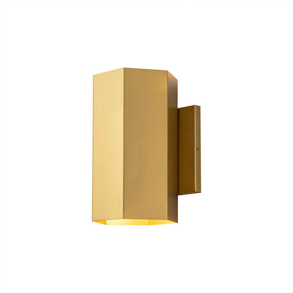 10 in. H 2-Light Brushed Gold Modern Wall Light with Hexagon Metal Shade, Up/Down Wall Sconce price history on PriceWatchPro