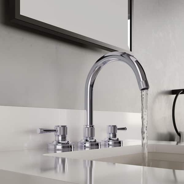 Elara 8 in. Widespread 2- Handles Contemporary Bathroom Faucet in Chrome with Pop-Up Drain