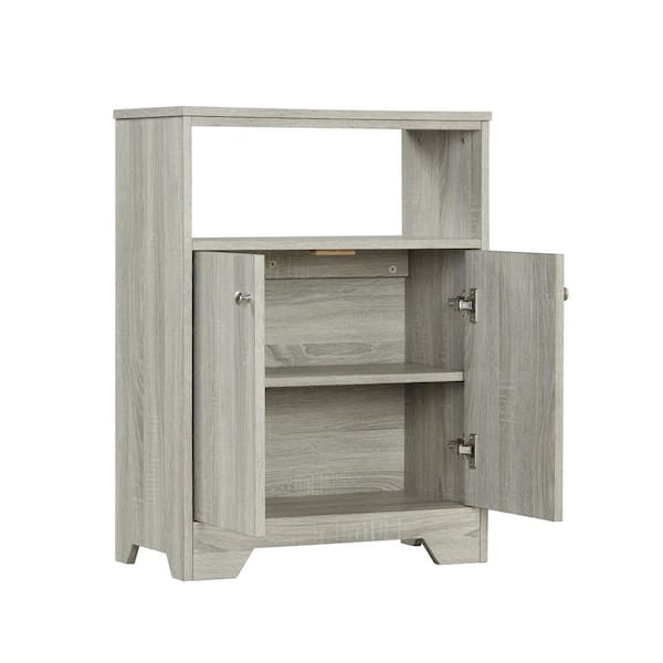 Unbranded 23.6 in. W x 11.80 in. D x 31.7 in. H Clear Oak Bathroom Linen Cabinet with Adjustable Shelf Freestanding Floor Cabinet
