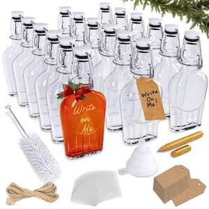 8.5 oz. Swing Top Glass Flask Set of 18 with Bottle Brush, Funnel and Glass Marker