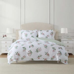 MARTHA STEWART Farmhouse Toile 3-Piece White/Blue Quartz/Mtn Range