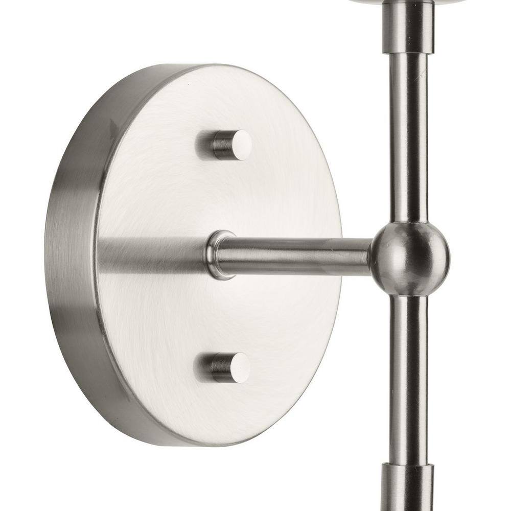 Atwell Brushed Nickel 2-Light Wall Sconce with Clear Glass Shades