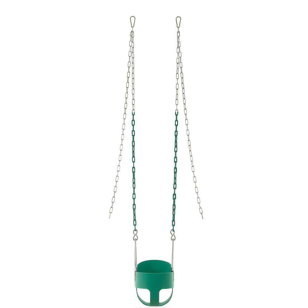 Green High Back Full Bucket Baby Swing with Vinyl Coated Chain