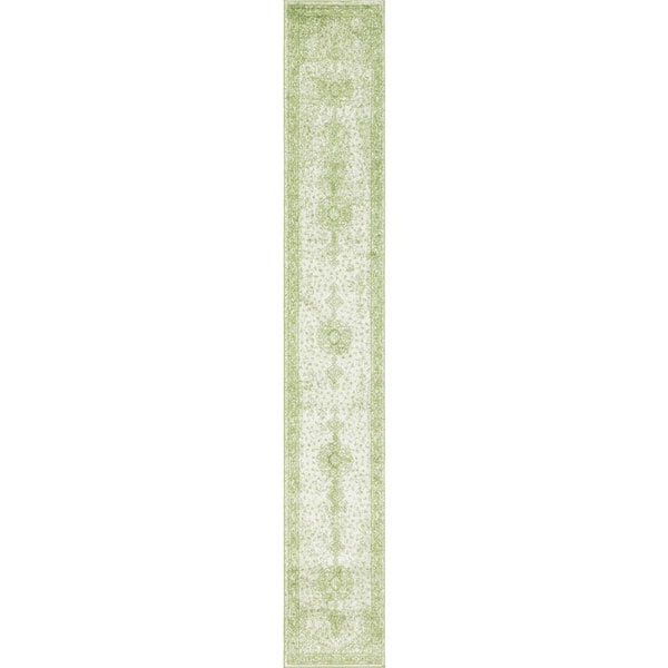 Unique Loom Green 2 ft. x 13 ft. Bromley Runner Rug