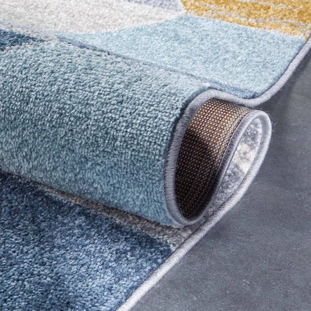 Mystic Blue Geometric Stain-Resistant Area Rug