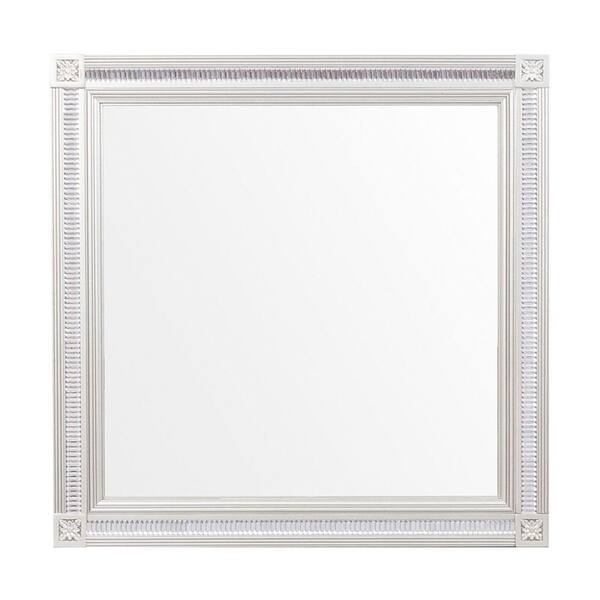 Benjara 39.75 in. W x 3.75 in. H Wooden Frame Silver Wall Mirror