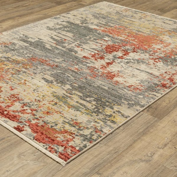 Solano Beige/Pink 2 ft. x 12 ft. Pixelated Abstract Wool Nylon Blend Fringe-Edge Indoor Runner Area Rug
