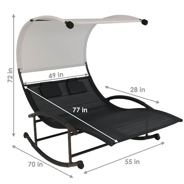Sunnydaze Sling Double Outdoor Rocking Chaise Lounge Chair