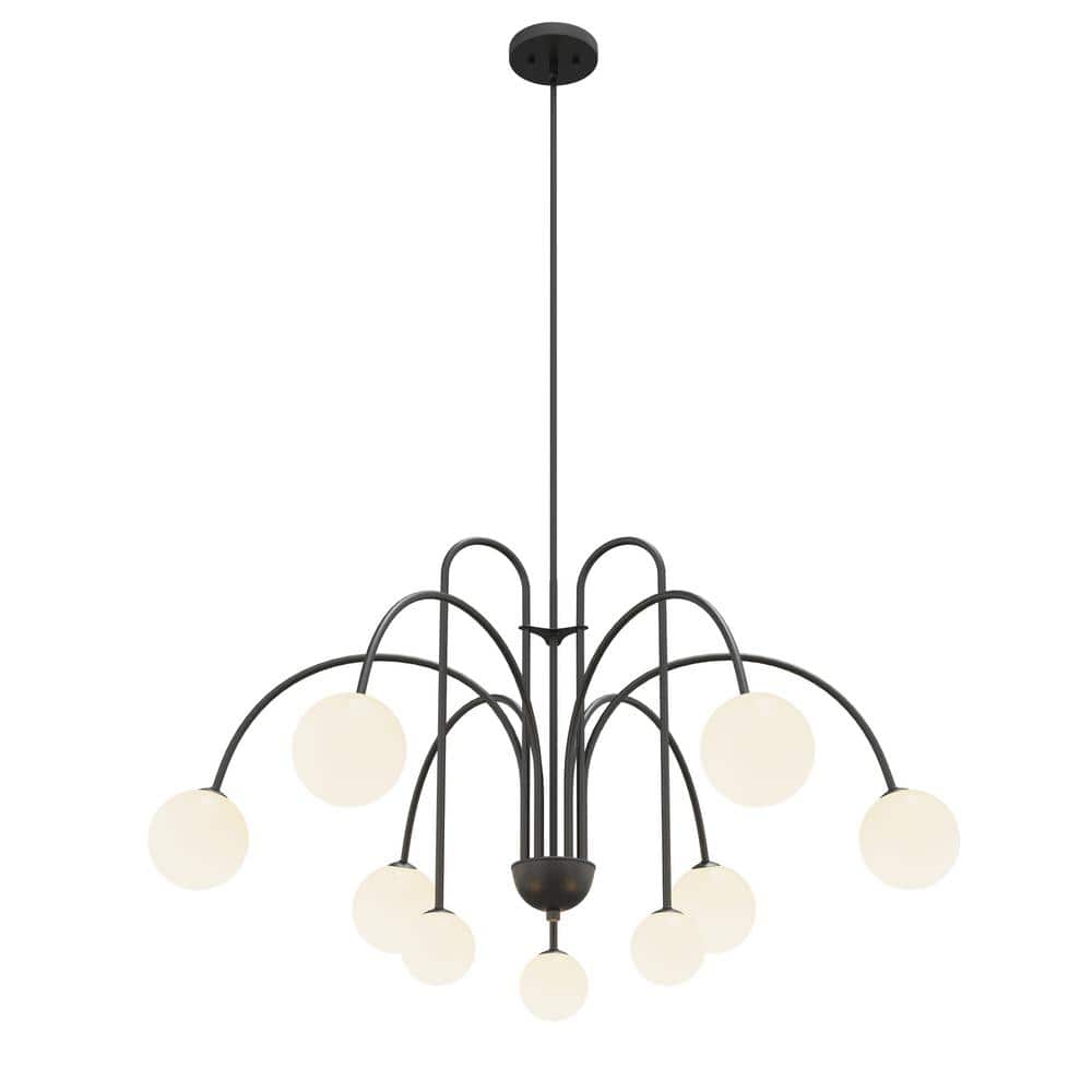 Modern 9-Light Black Globe Chandelier Height Adjustable Hanging Pendant Lig