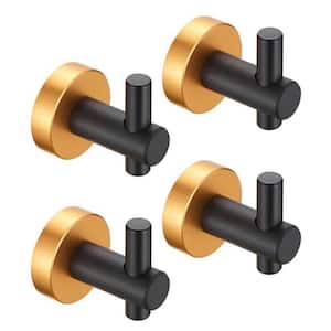 2.6 in. L Black and Gold Wall Mounted Storage Towel Hook (4-Pack)