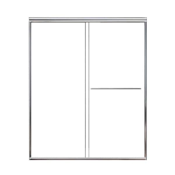 ANGELES HOME 60 in. W x 72 in. H Bypass Sliding Semi-Frameless Shower Door in Matte Black Finish with Clear Glass
