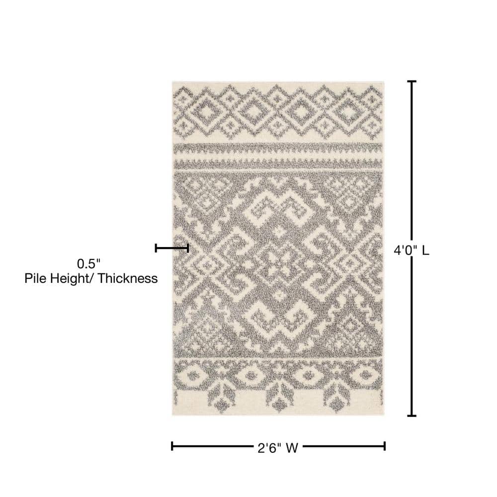 Chic Ivory & Silver Hand-Knotted Synthetic Area Rug - 2'6" x 4'