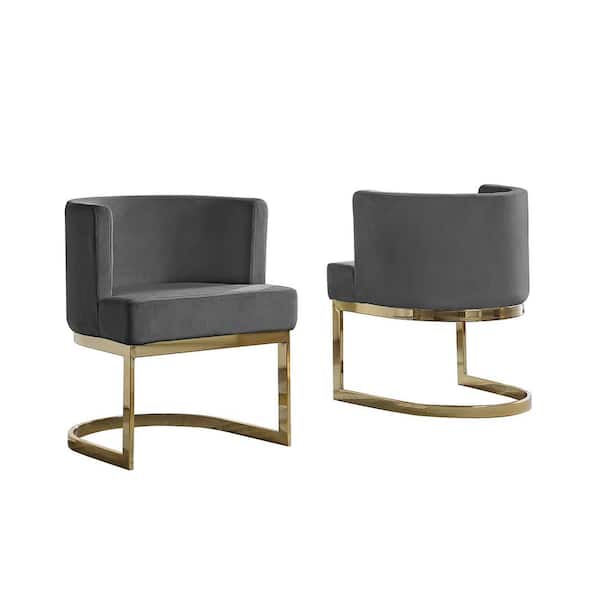 Best Quality Furniture Joe Dark Gray Velvet Gold Chrome Chair (Set of 1)