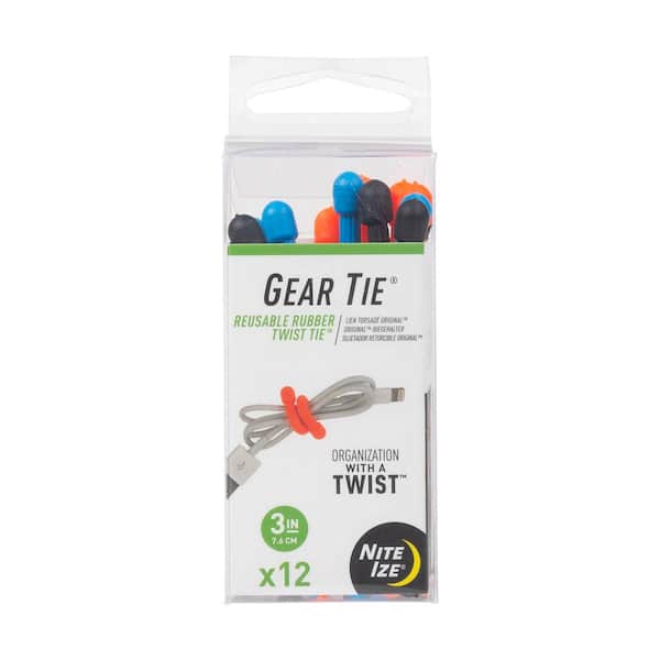 3 in. Assorted - Blue, Black, Orange Gear Tie Pro Pack (12-Units)