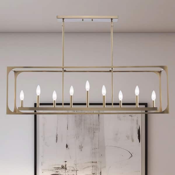 Bel Air Lighting Ruby Ridge 9-Light Gold Hanging Linear Island Chandelier Light Fixture