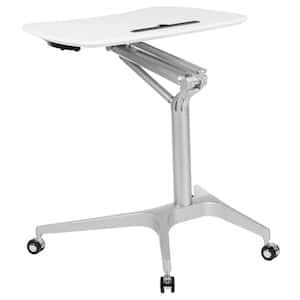 28.3 in. Rectangular White/Silver Laptop Desks with Adjustable Height