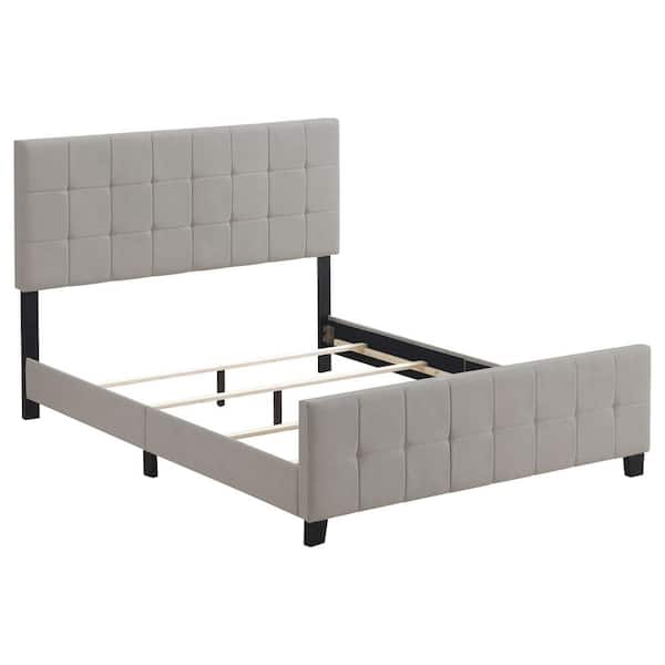 Coaster Fairfield Beige Wood Frame Eastern King Panel Bed with Grid Tufted Upholstered