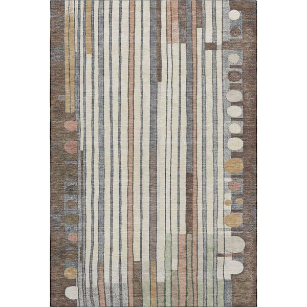 Mayfield Premium Machine Washable Abstract AMF2189 Brown 10 ft. x 14 ft. Area Rug